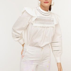 NWT J. Crew crochet ruffle lace top in ivory!